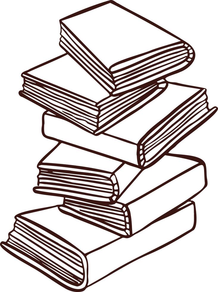 pila di libri per lettura, libri di testo, taccuini linea monocromatico vettore
