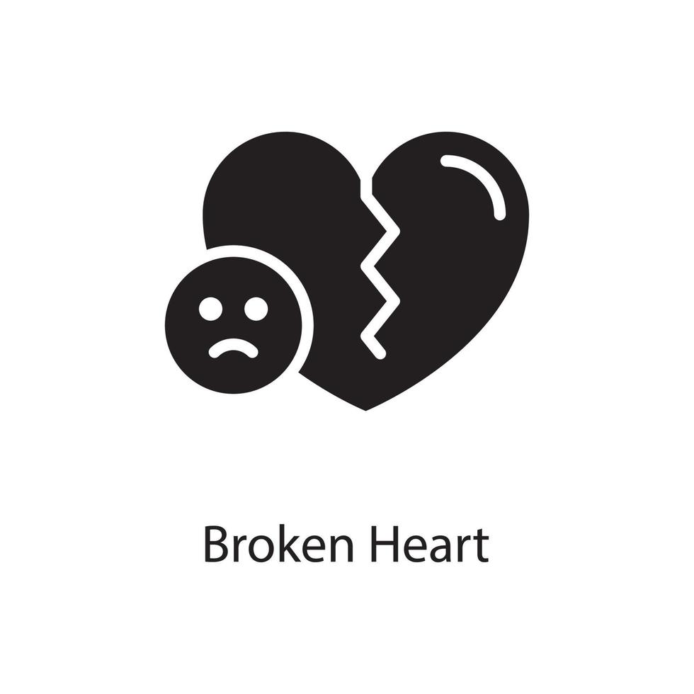 rotto cuore vettore solido icona design illustrazione. amore simbolo su bianca sfondo eps 10 file