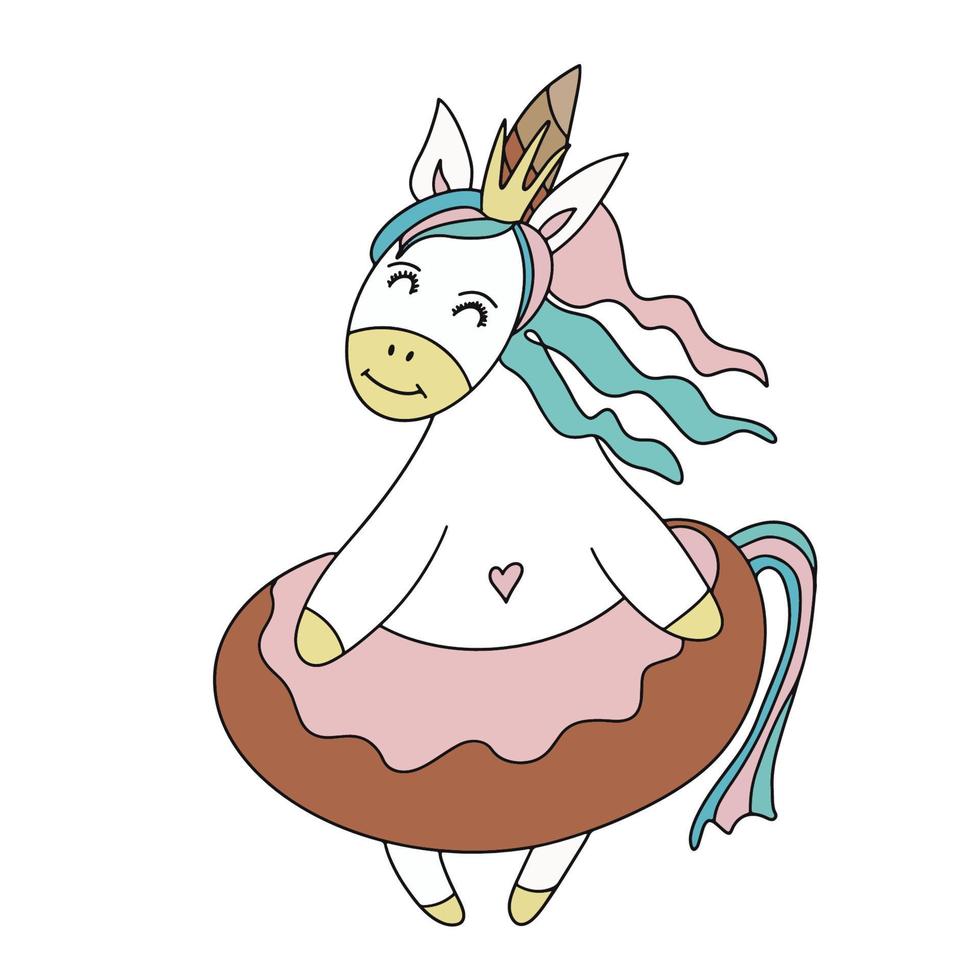 carino Principessa pony unicorno. colorato illustrazione isolato su bianca sfondo vettore