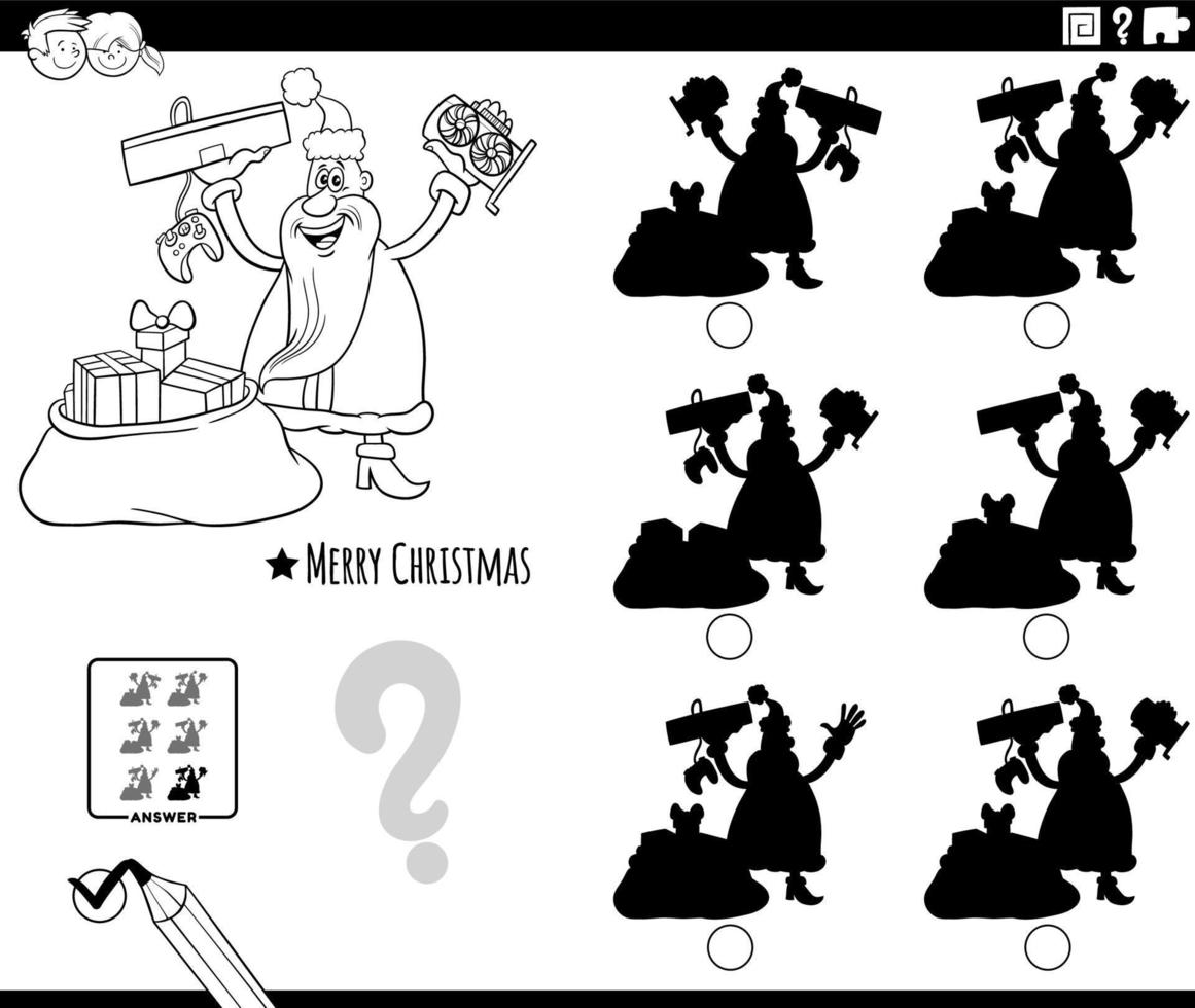 educativo ombre gioco con Santa Claus colorazione pagina vettore