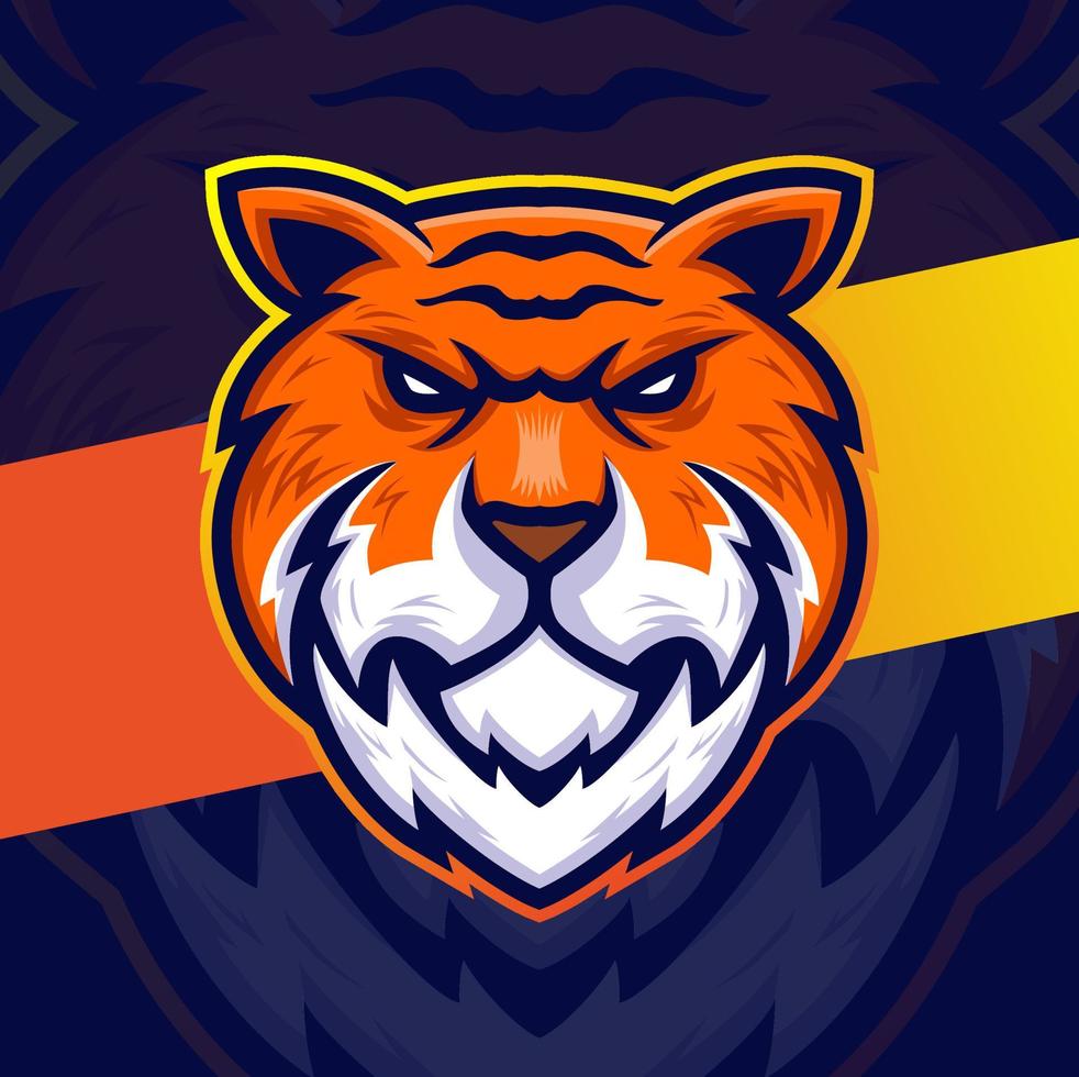 tigre testa portafortuna esport personaggio design per gioco sport e animale logo design vettore