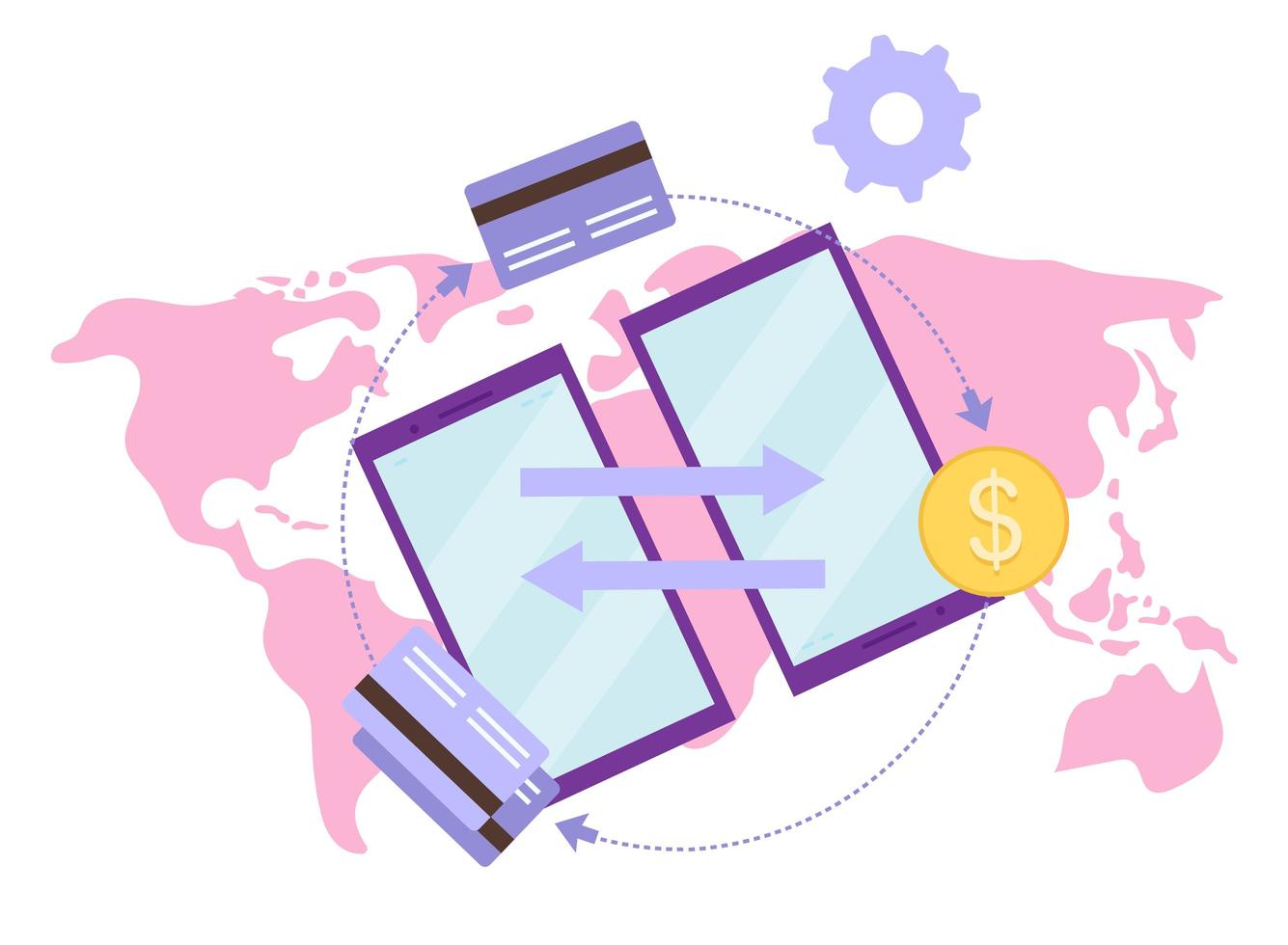illustrazione vettoriale piatto del sistema di pagamento globale