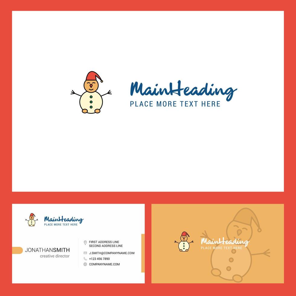 pupazzo di neve logo design con tagline davanti e indietro busienss carta modello vettore creativo design