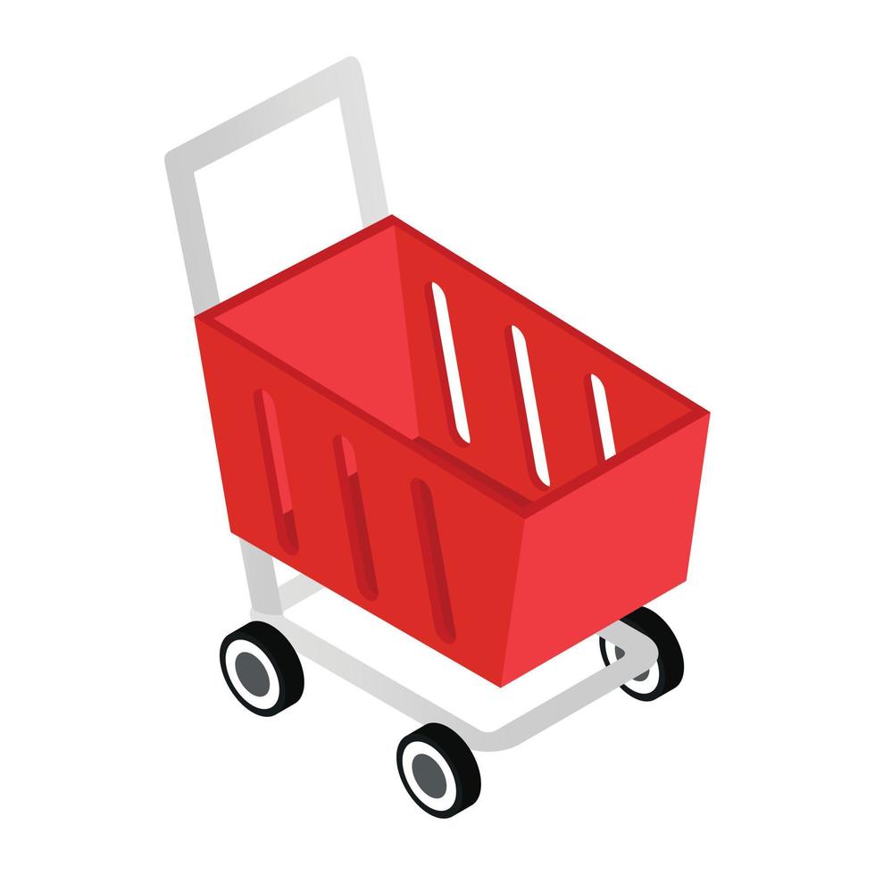 rosso shopping carrello isometrico 3d icona vettore