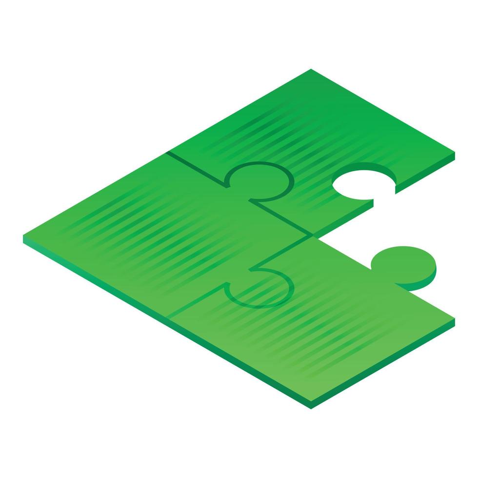 verde puzzle icona, isometrico stile vettore
