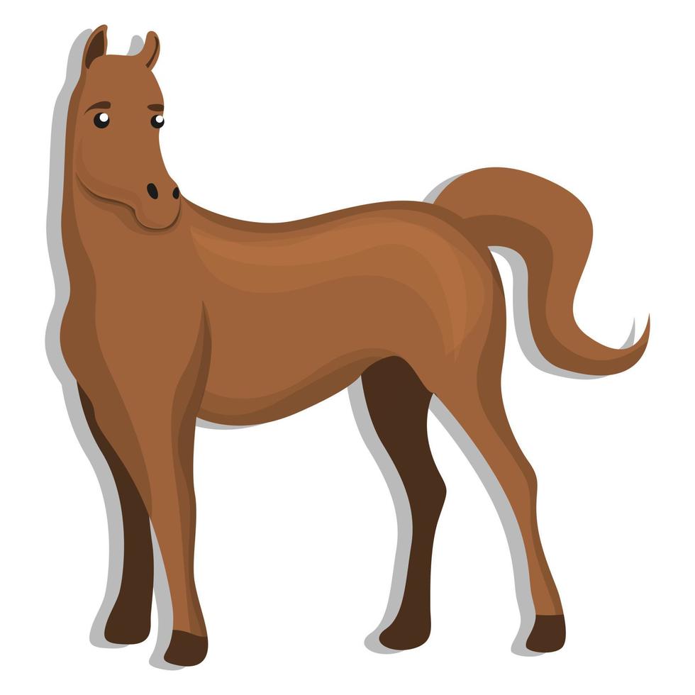 Marrone cavallo icona, cartone animato stile vettore