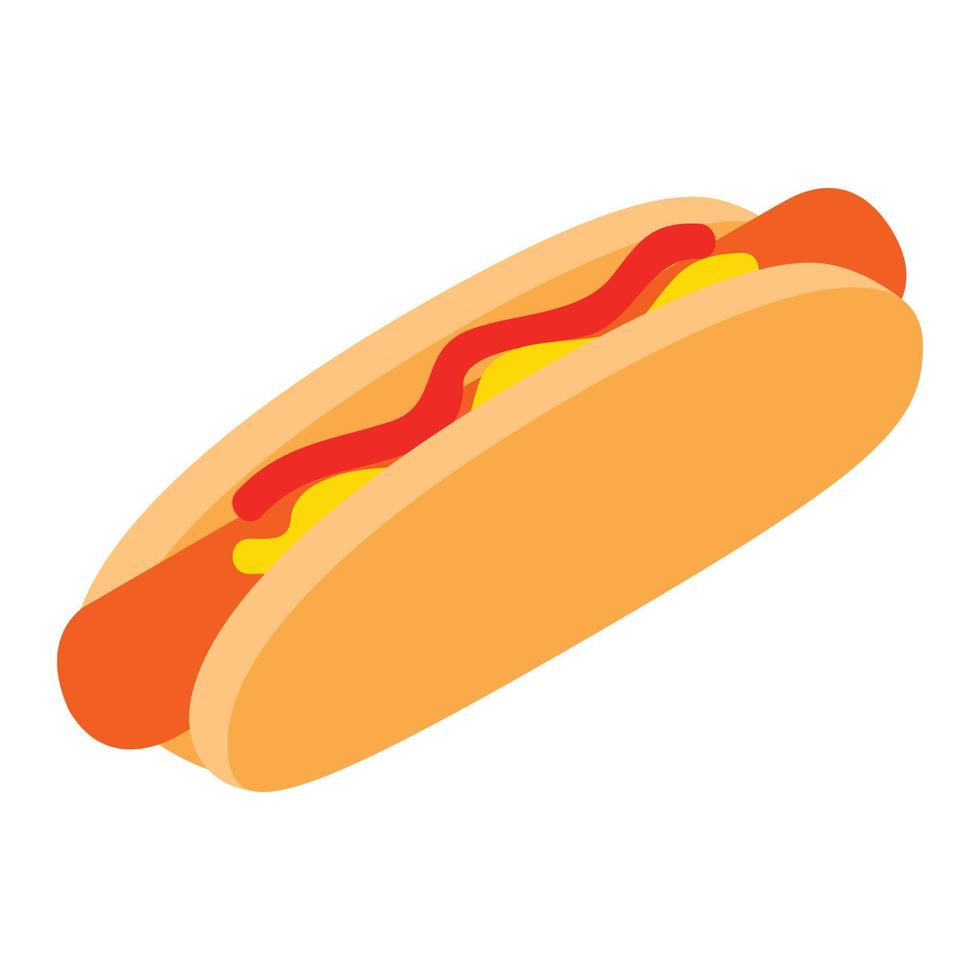 hot dog con mostarda e ketchup isometrico 3d icona vettore