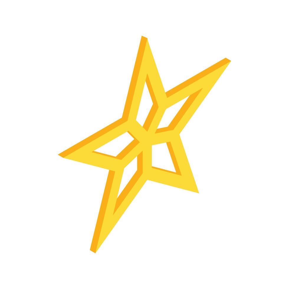 oro stella icona, isometrico 3d stile vettore