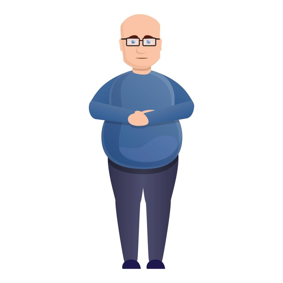 Calvo uomo sovrappeso icona, cartone animato stile vettore