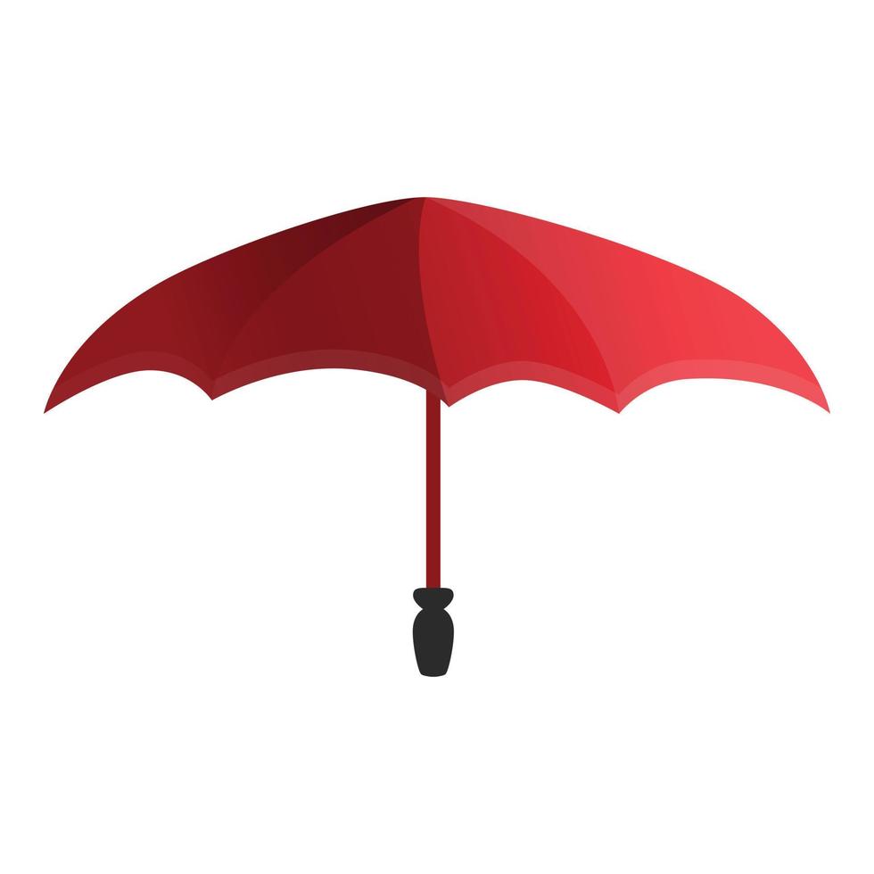 rosso ombrello icona, cartone animato stile vettore