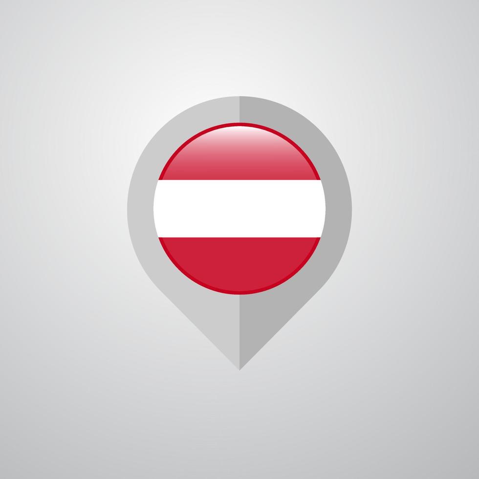carta geografica navigazione pointer con Austria bandiera design vettore
