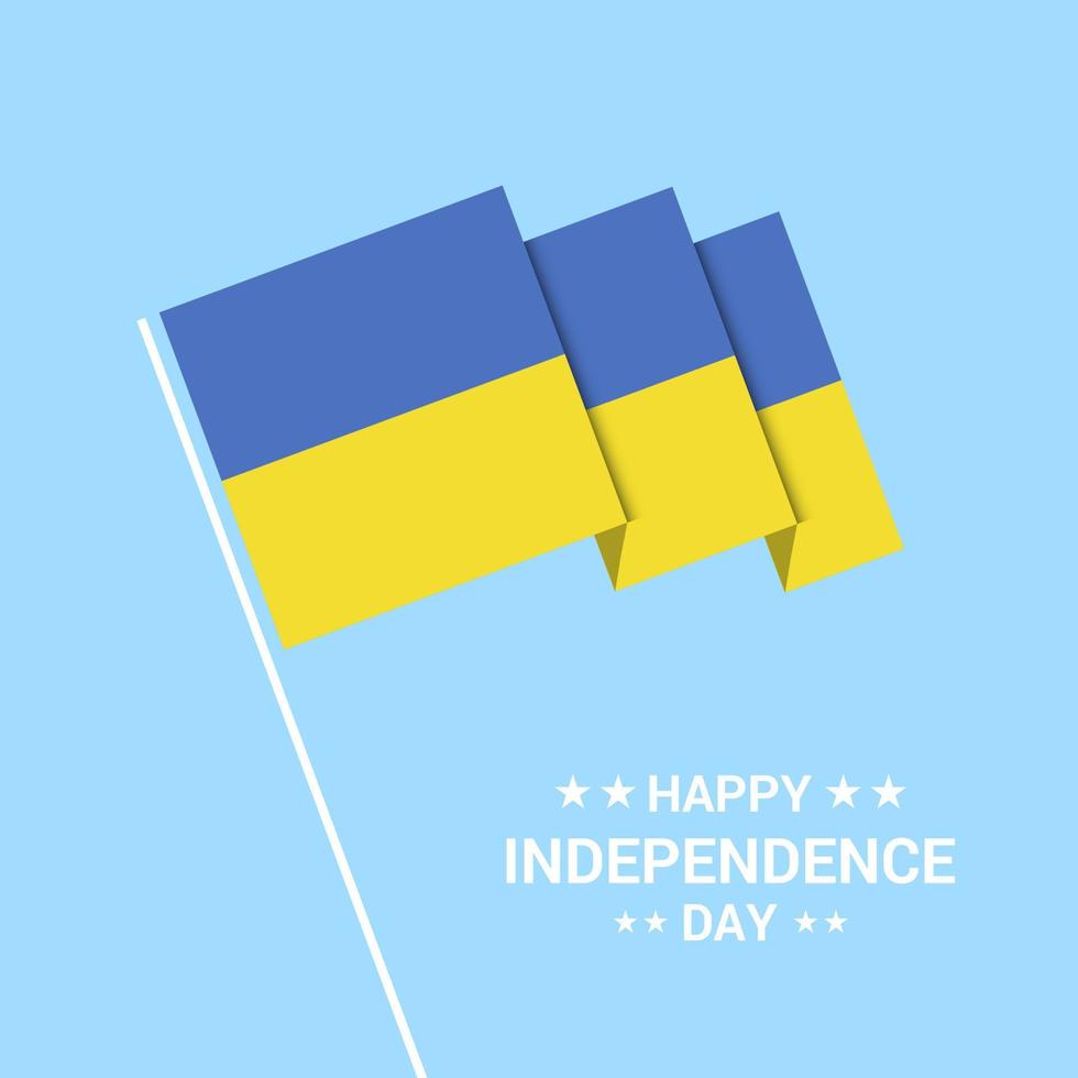 Ucraina indipendenza giorno tipografico design con bandiera vettore
