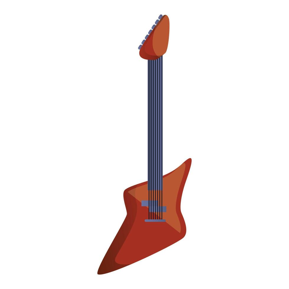 roccioso elettrico chitarra icona, cartone animato stile vettore