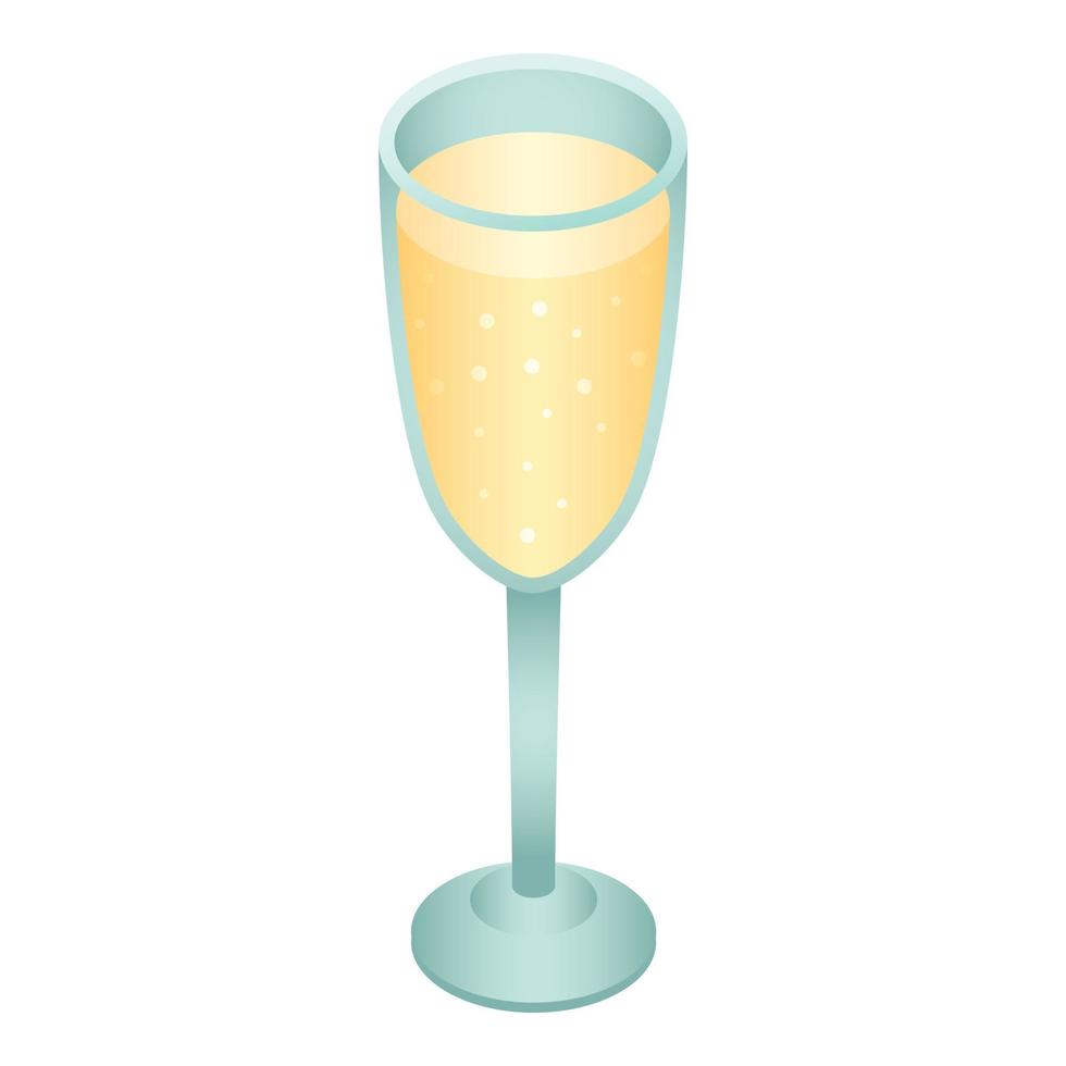 pieno Champagne bicchiere icona, isometrico stile vettore