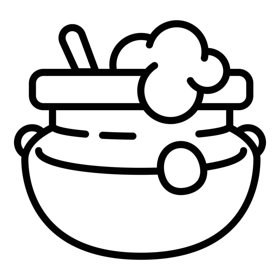 pentola di porridge icona, schema stile vettore