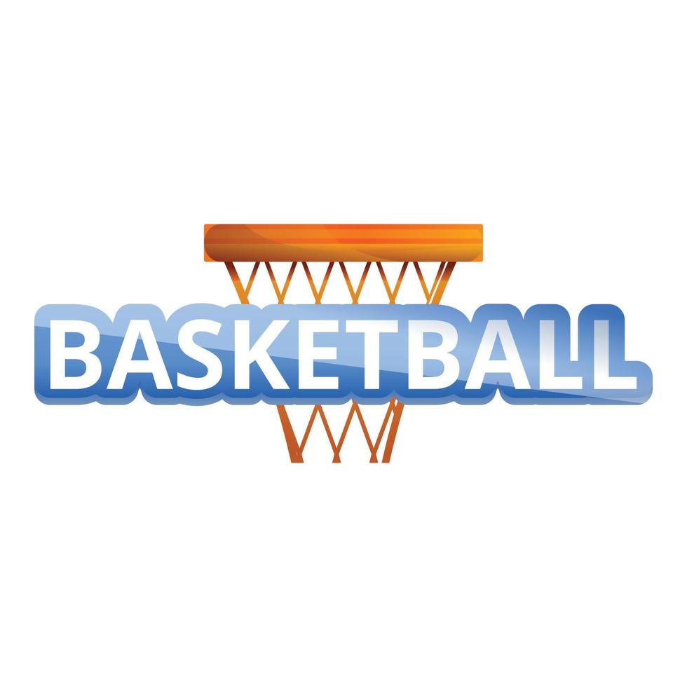pallacanestro cestino logo, cartone animato stile vettore