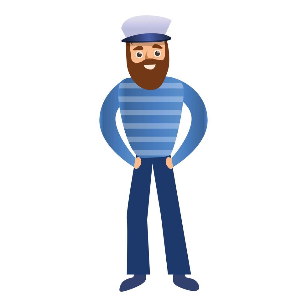 barbuto marinaio uomo icona, cartone animato stile vettore
