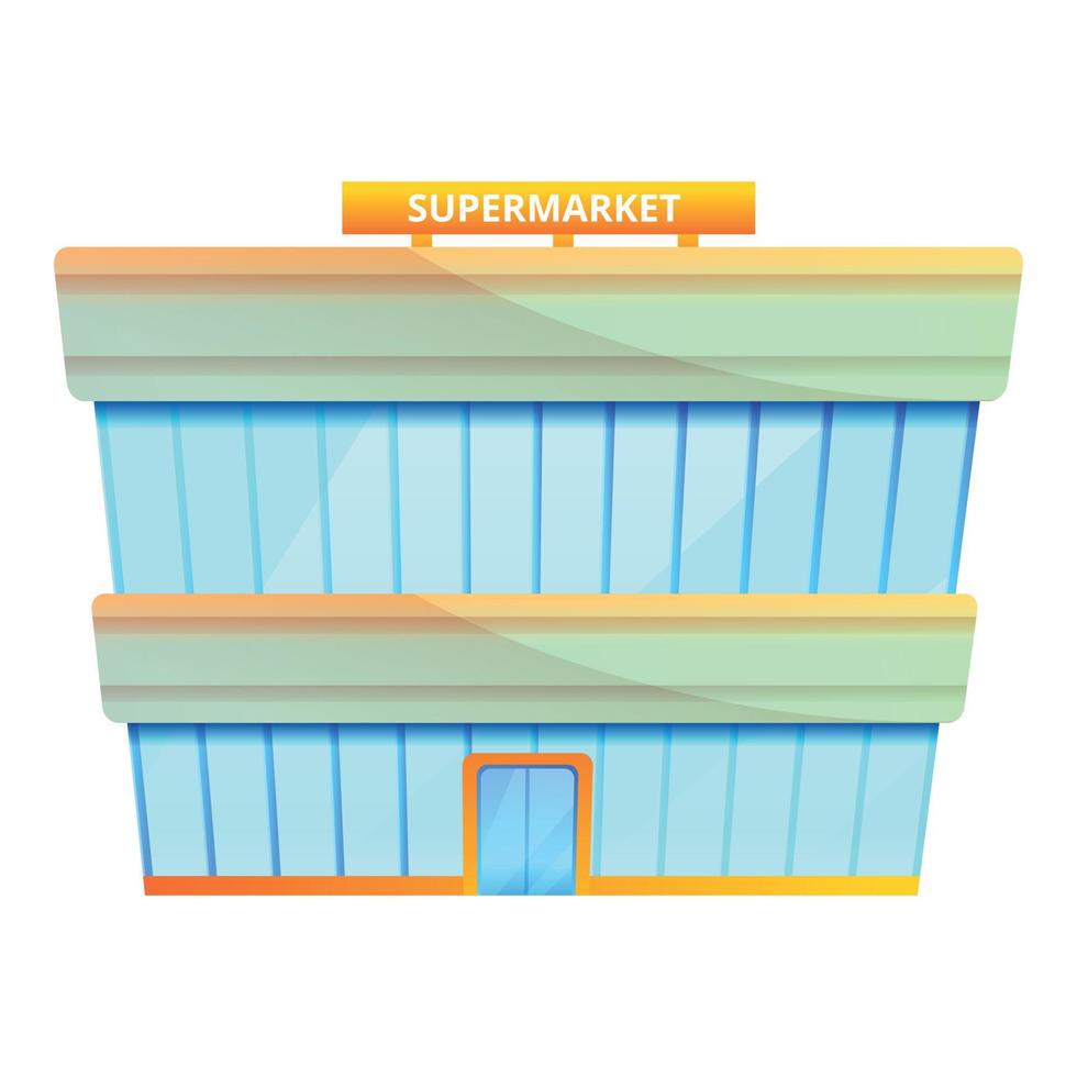 supermercato centro commerciale icona, cartone animato stile vettore