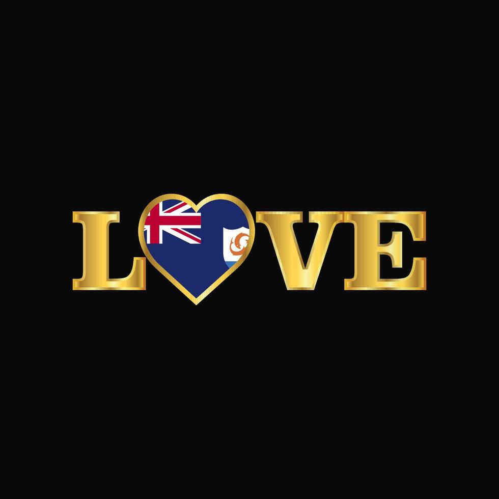 d'oro amore tipografia anguilla bandiera design vettore