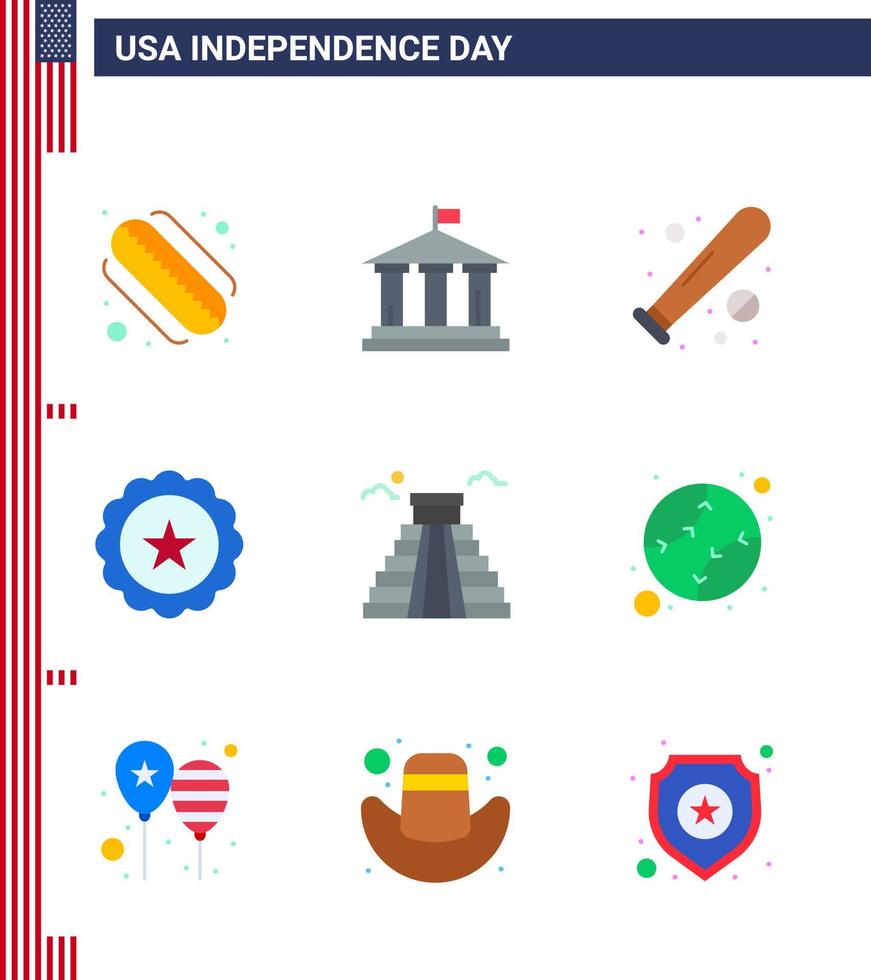 9 creativo Stati Uniti d'America icone moderno indipendenza segni e 4 ° luglio simboli di punto di riferimento Stati Uniti d'America baseball cartello bicchiere modificabile Stati Uniti d'America giorno vettore design elementi