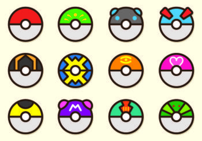 Set di Pokemon Poke Ball vettore