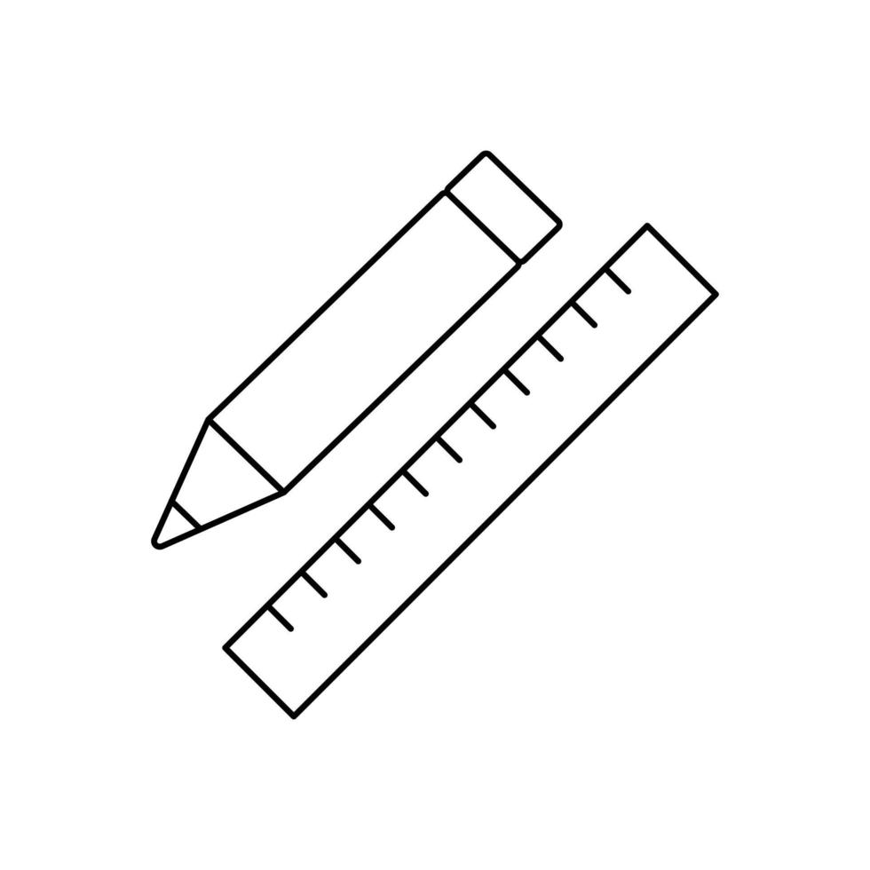matita con righello linea icona vettore