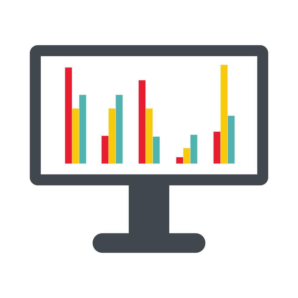 computer schermo con attività commerciale grafico icona vettore