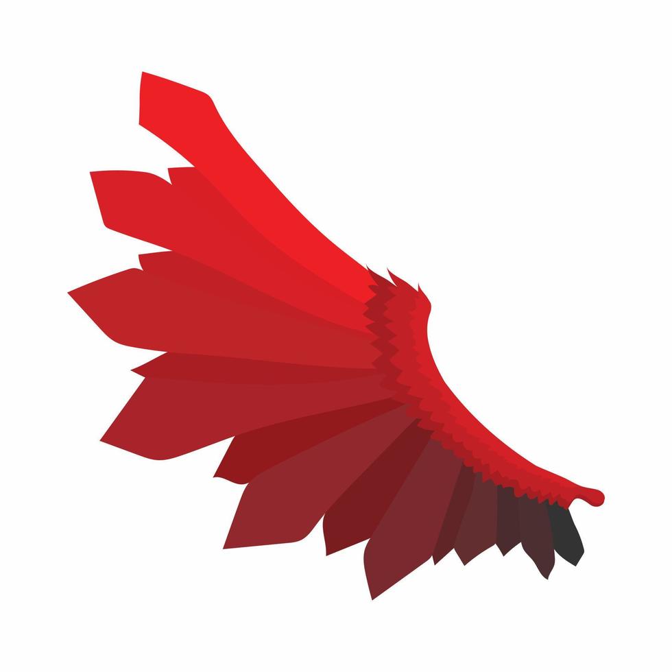 rosso ala di diavolo icona, cartone animato stile vettore