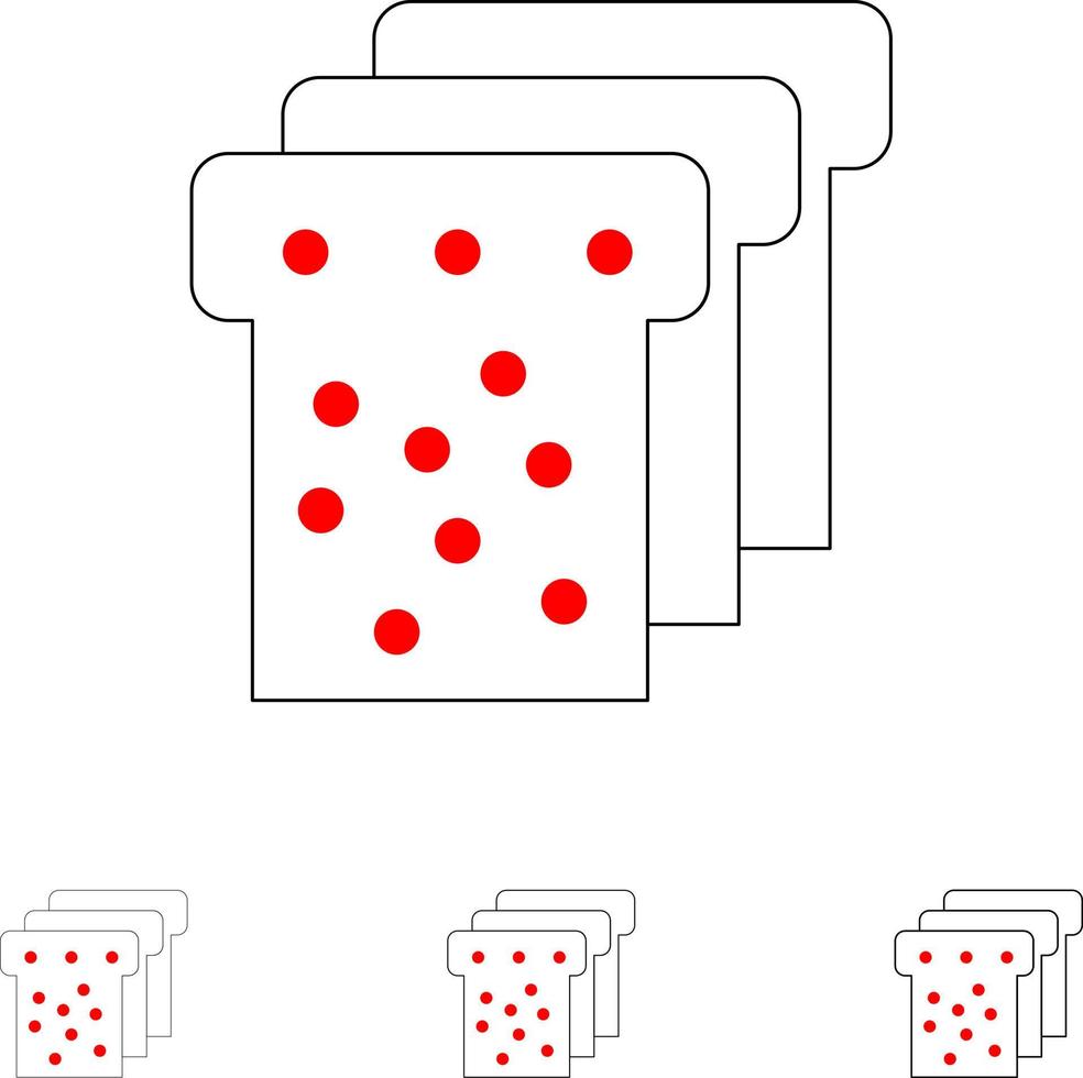 pane cibo formazione scolastica grassetto e magro nero linea icona impostato vettore