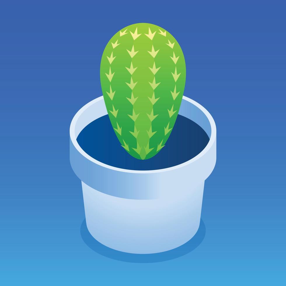 ufficio cactus pentola icona, isometrico stile vettore