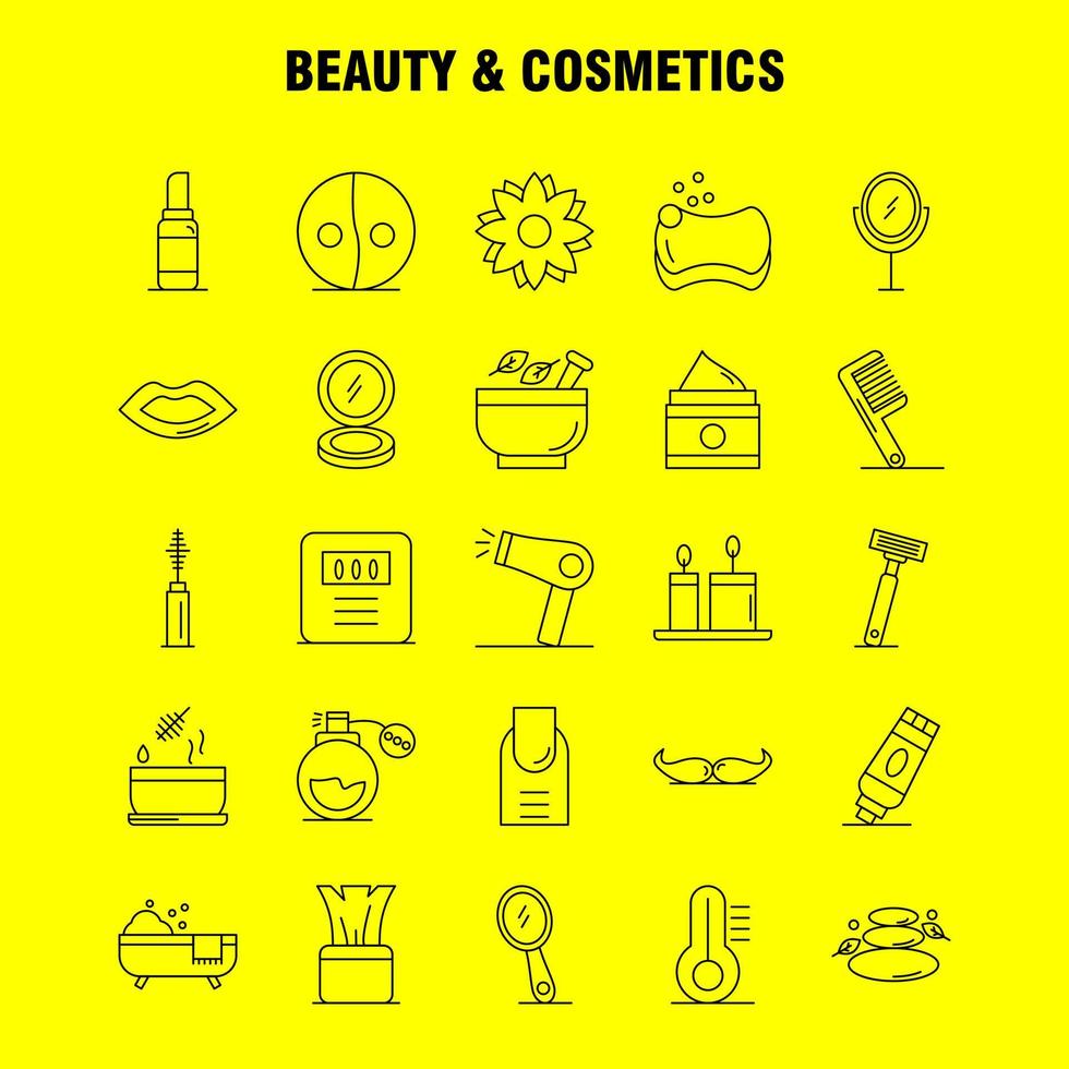 bellezza e cosmetici linea icone impostato per infografica mobile uxui kit e Stampa design includere bellezza cosmetico rossetto cosmetico mortaio naturale nave fiore icona impostato vettore