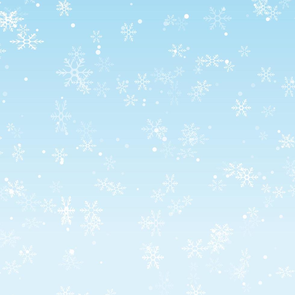 sfondo blu di Natale con fiocchi di neve che cadono vettore