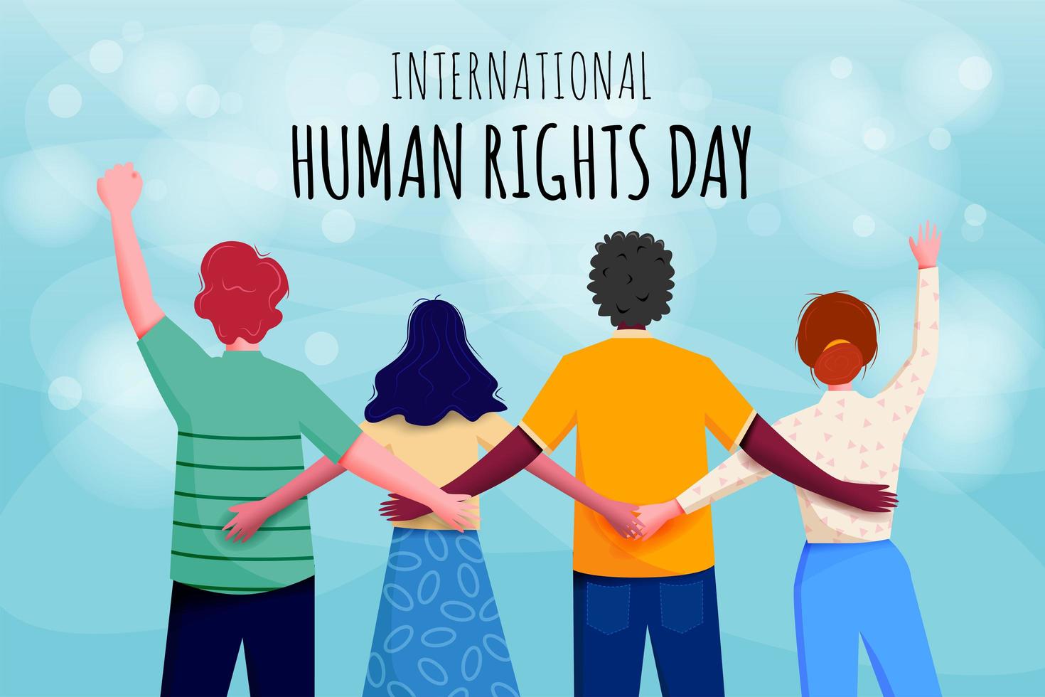poster della giornata internazionale dei diritti umani con persone connesse vettore