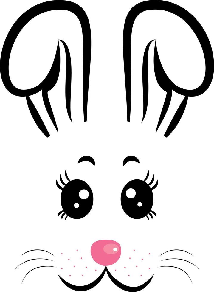 kawaii coniglio faccia.coniglio simbolo dell'anno 2023.illustrazione vettoriale