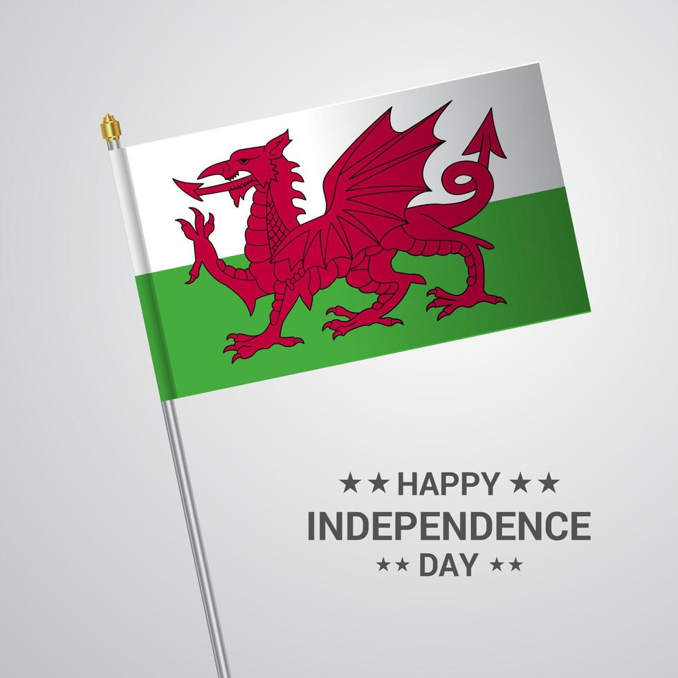 Galles indipendenza giorno tipografico design con bandiera vettore