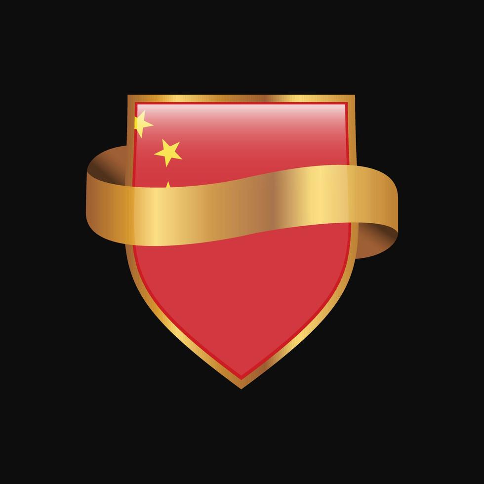 Cina bandiera d'oro distintivo design vettore