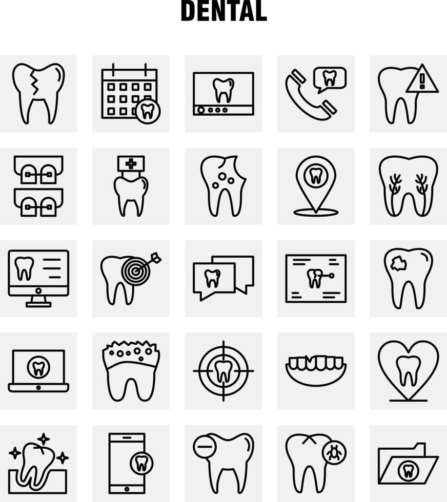 dentale linea icone impostato per infografica mobile uxui kit e Stampa design includere dente denti dentista pulito infetto dente denti collezione moderno Infografica logo e pittogramma vettore