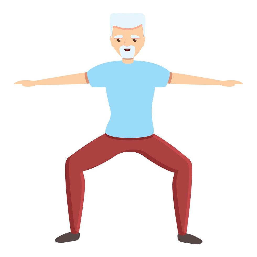 fisico anziano esercizio icona, cartone animato stile vettore