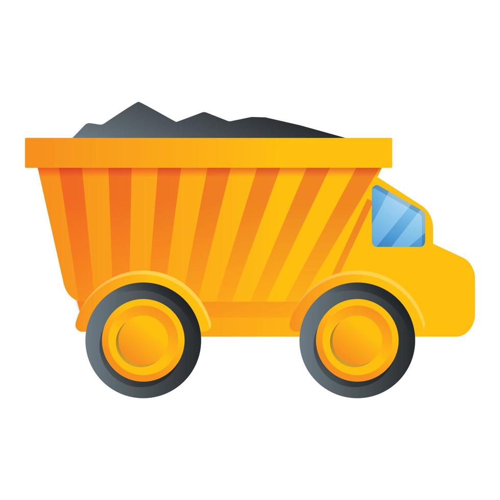 cumulo di rifiuti camion icona, cartone animato stile vettore