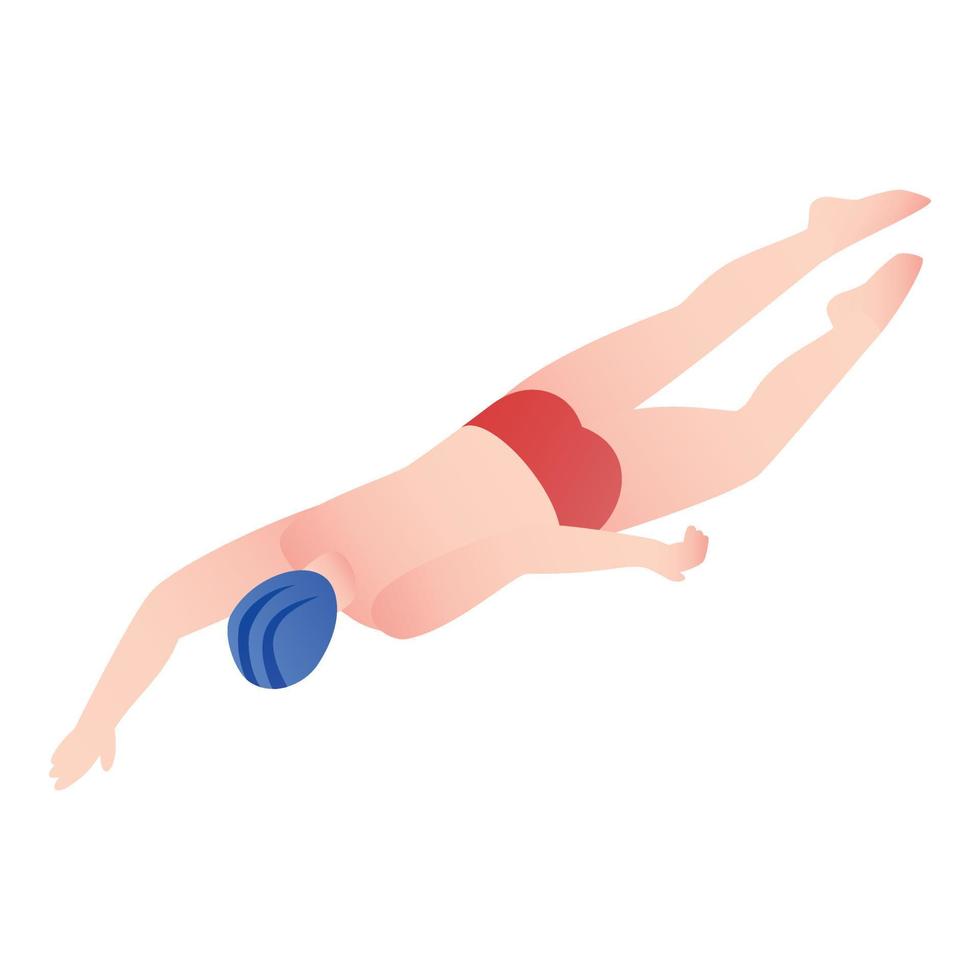 nuoto sport piscina icona, isometrico stile vettore