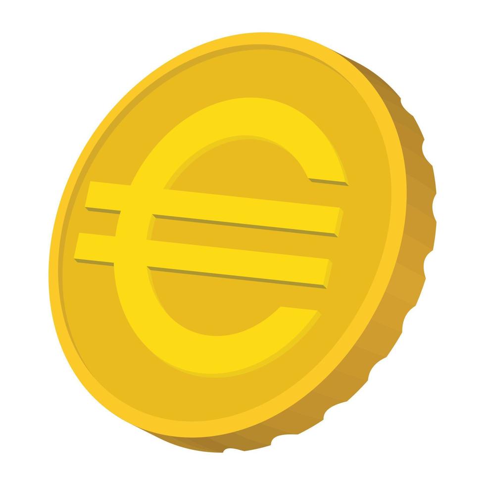 oro moneta con Euro cartello icona, cartone animato stile vettore