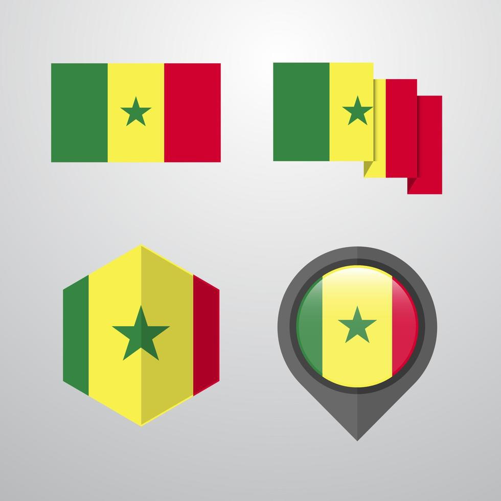 Senegal bandiera design impostato vettore