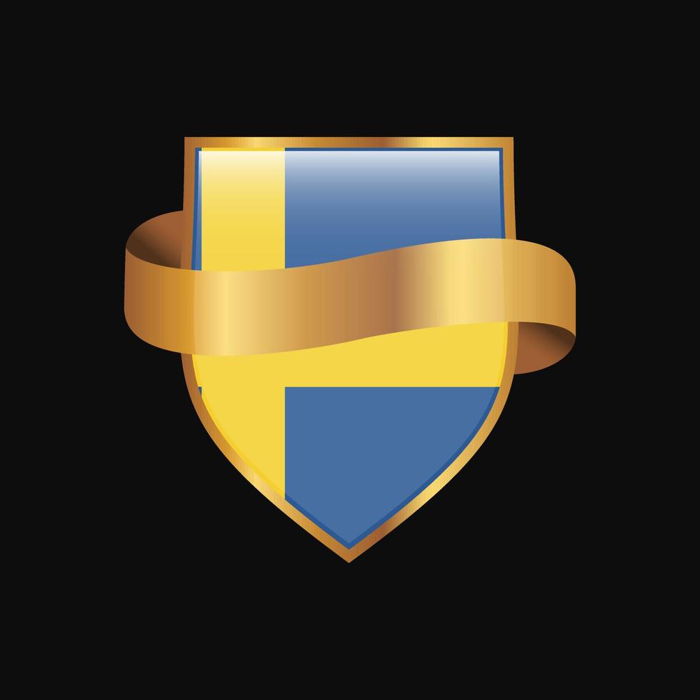 Svezia bandiera d'oro distintivo design vettore