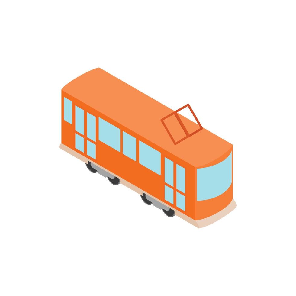 rosso tram icona, isometrico 3d stile vettore