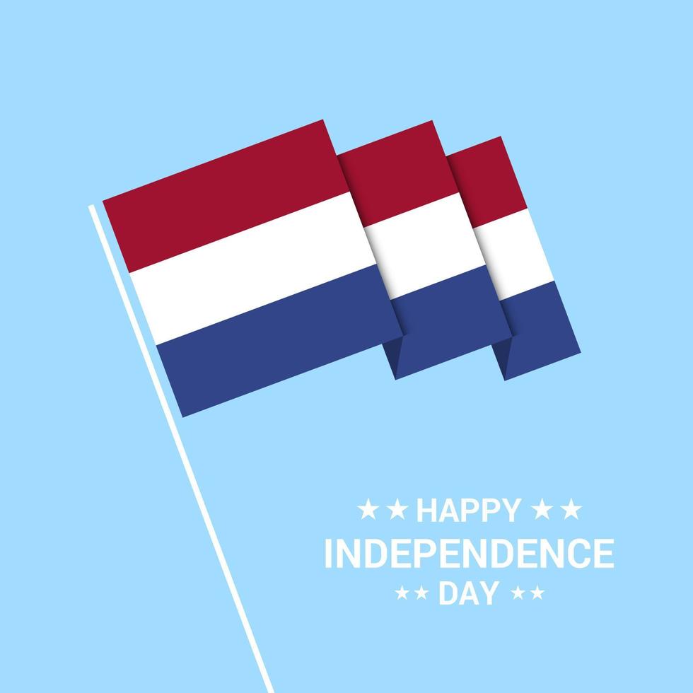 Olanda indipendenza giorno tipografico design con bandiera vettore