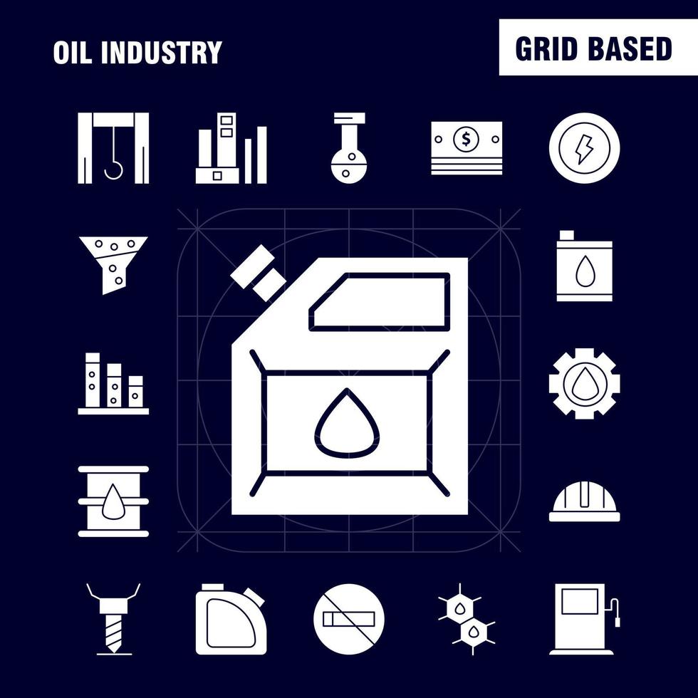 olio industria solido glifo icona imballare per progettisti e sviluppatori icone di peso scala ponderazione bacino fabbrica industria sollevatore produzione vettore