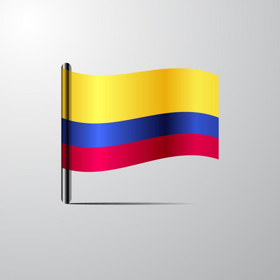 Colombia agitando brillante bandiera design vettore