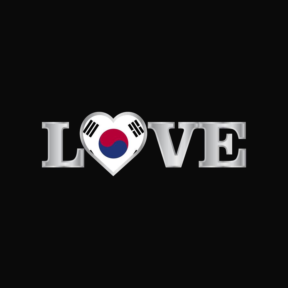 amore tipografia con Corea Sud bandiera design vettore