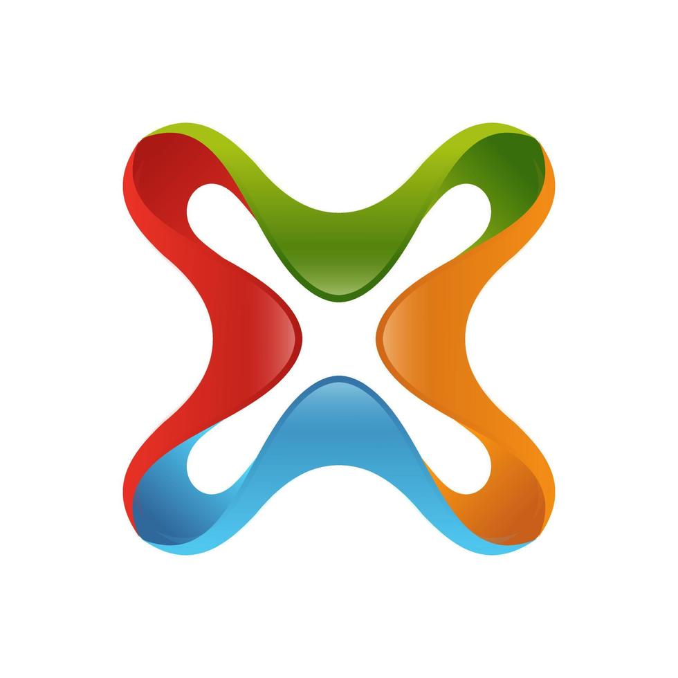 X logo con multicolore bianca sfondo vettore