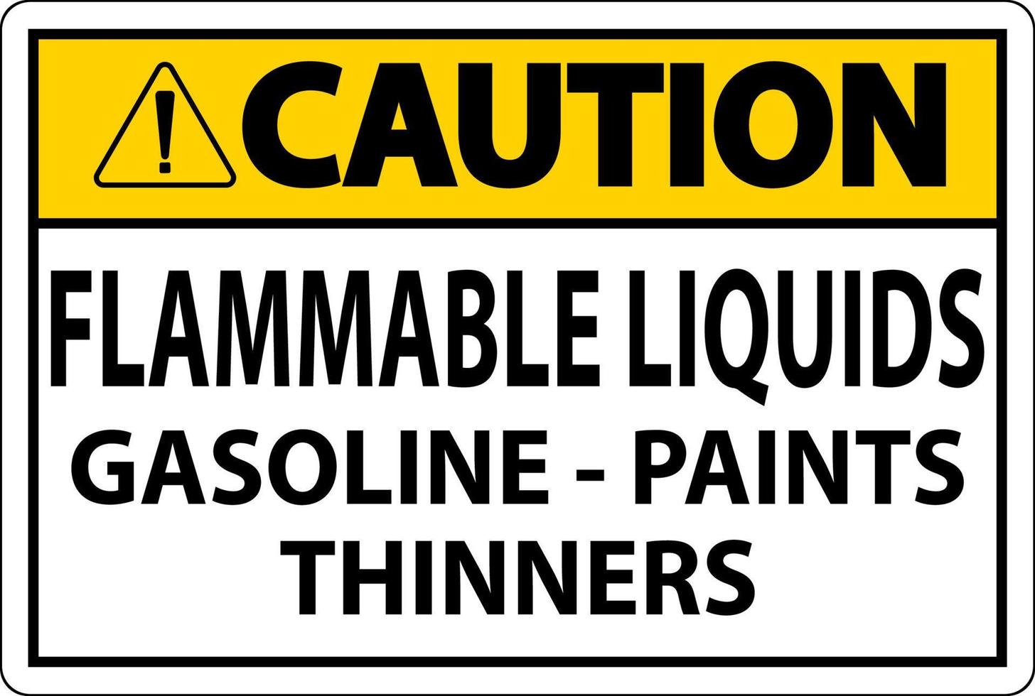 attenzione cartello infiammabile liquidi, benzina, vernici, diluenti vettore